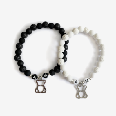 SET partnerských náramků s medvídky (nerezová ocel)