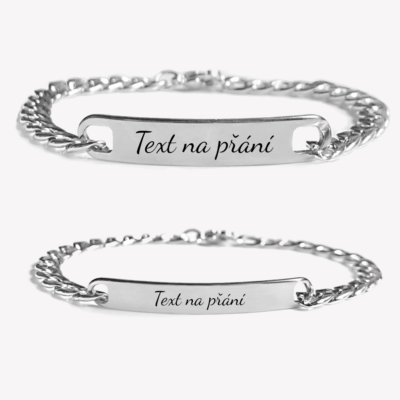SET: 2 Partnerské náramky s gravírováním – textem - stříbrná varianta
