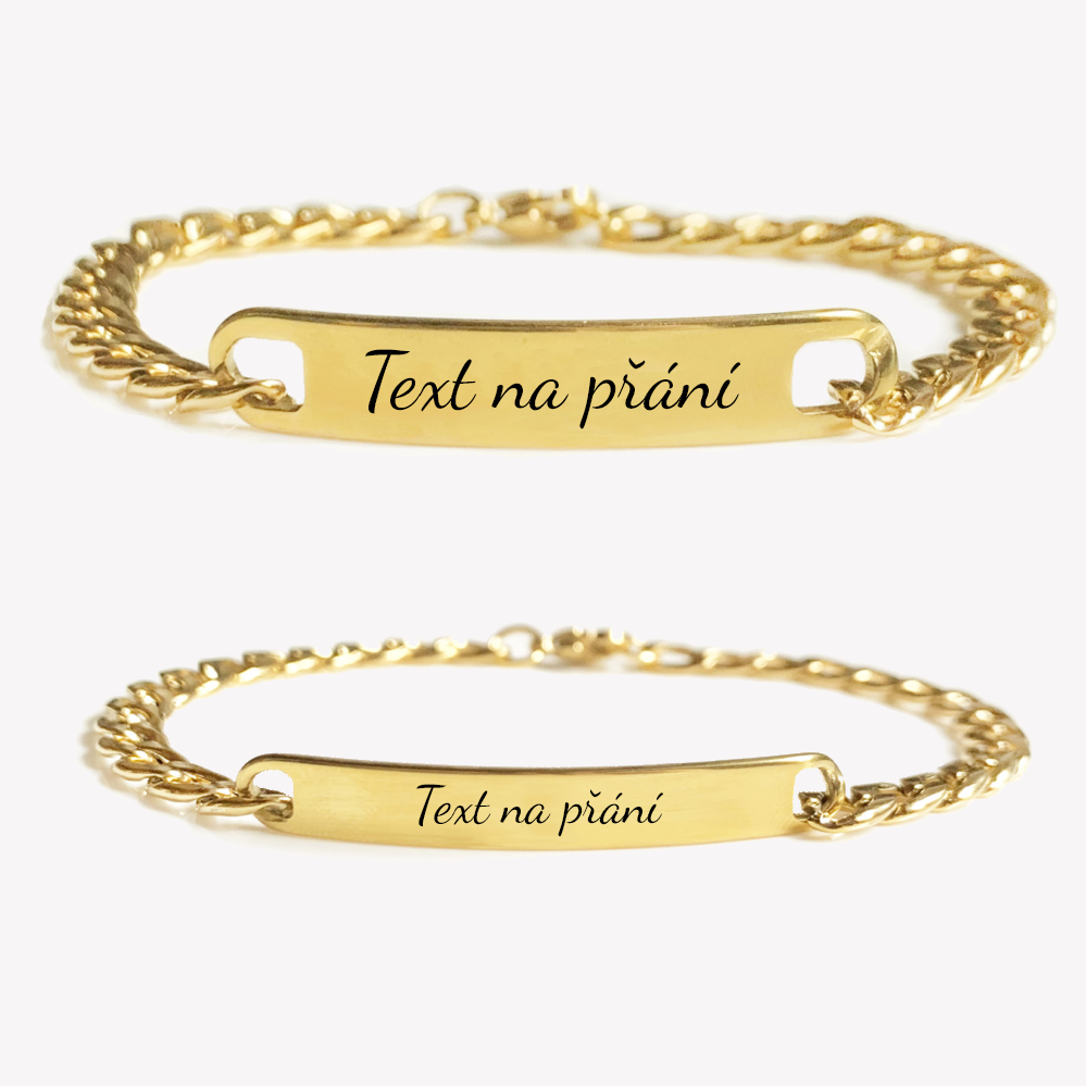 SET: 2 Partnerské náramky s gravírováním – textem - zlatá varianta