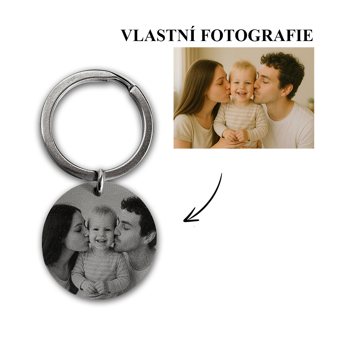 Přívěsek klíčenka s fotkou – stříbrná varianta